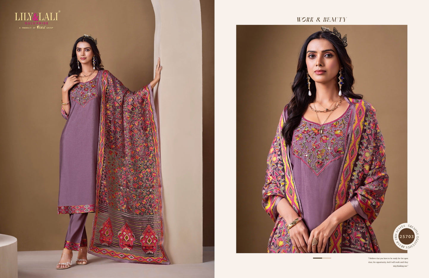 Designer Ethnic Wear with Mirror & Diamond Work - Lavender