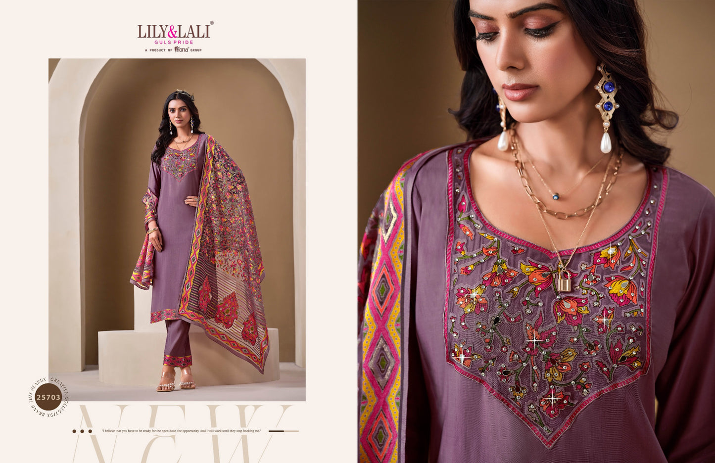 Designer Ethnic Wear with Mirror & Diamond Work - Lavender