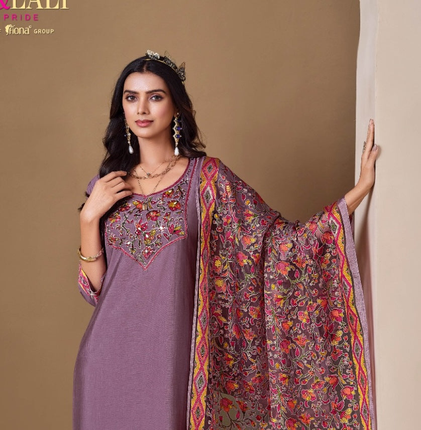 Designer Ethnic Wear with Mirror & Diamond Work - Lavender